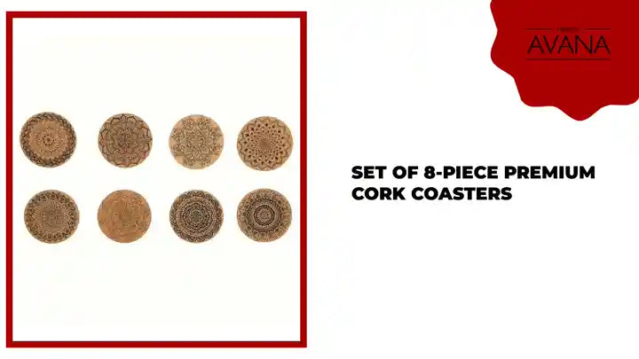 Set of 8-Piece Premium Cork Coasters by@Outfy