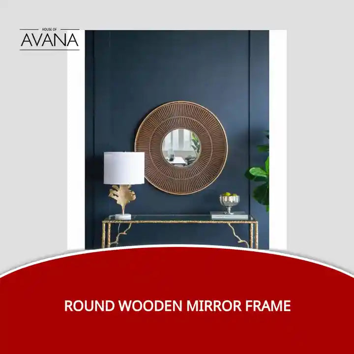 Round Wooden Mirror Frame by@Outfy