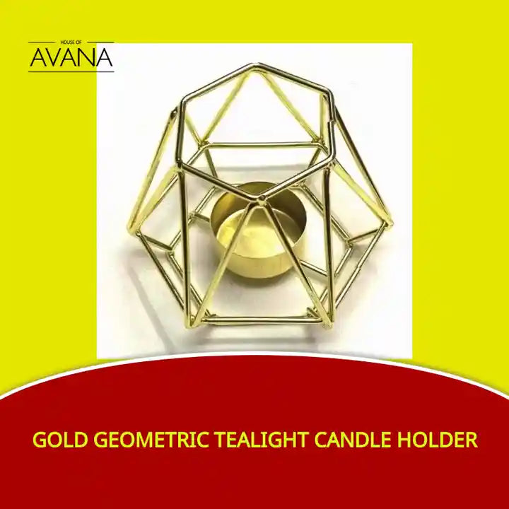 Gold Geometric Tealight Candle Holder by@Outfy
