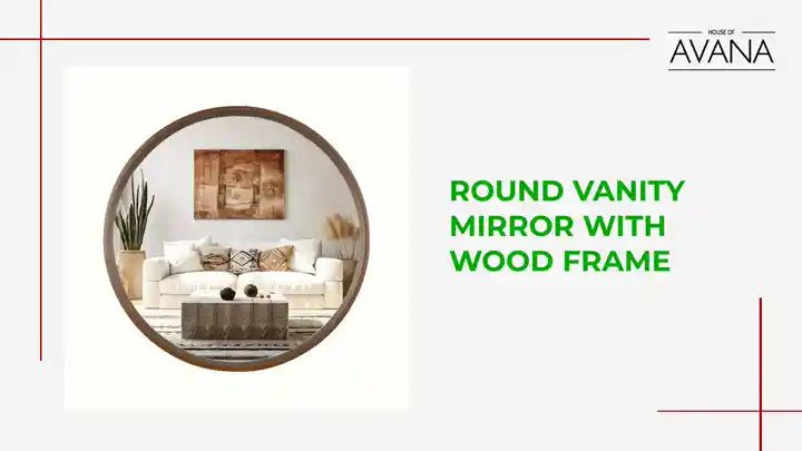 Round Vanity Mirror with Wood Frame by@Outfy