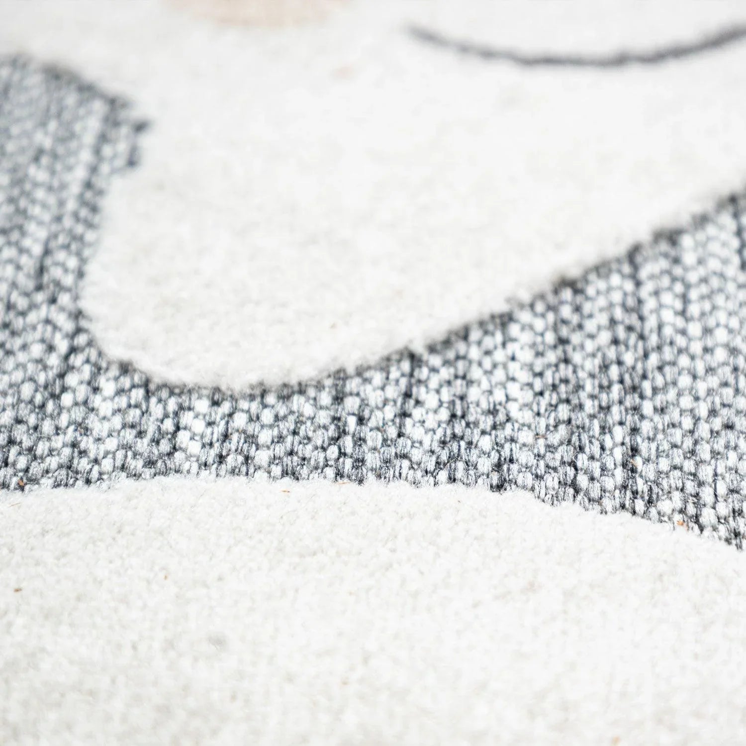 Round Kids Rug Tweet Cuddling Moon & Stars in the Night Sky in Mottled Grey RugYourHome