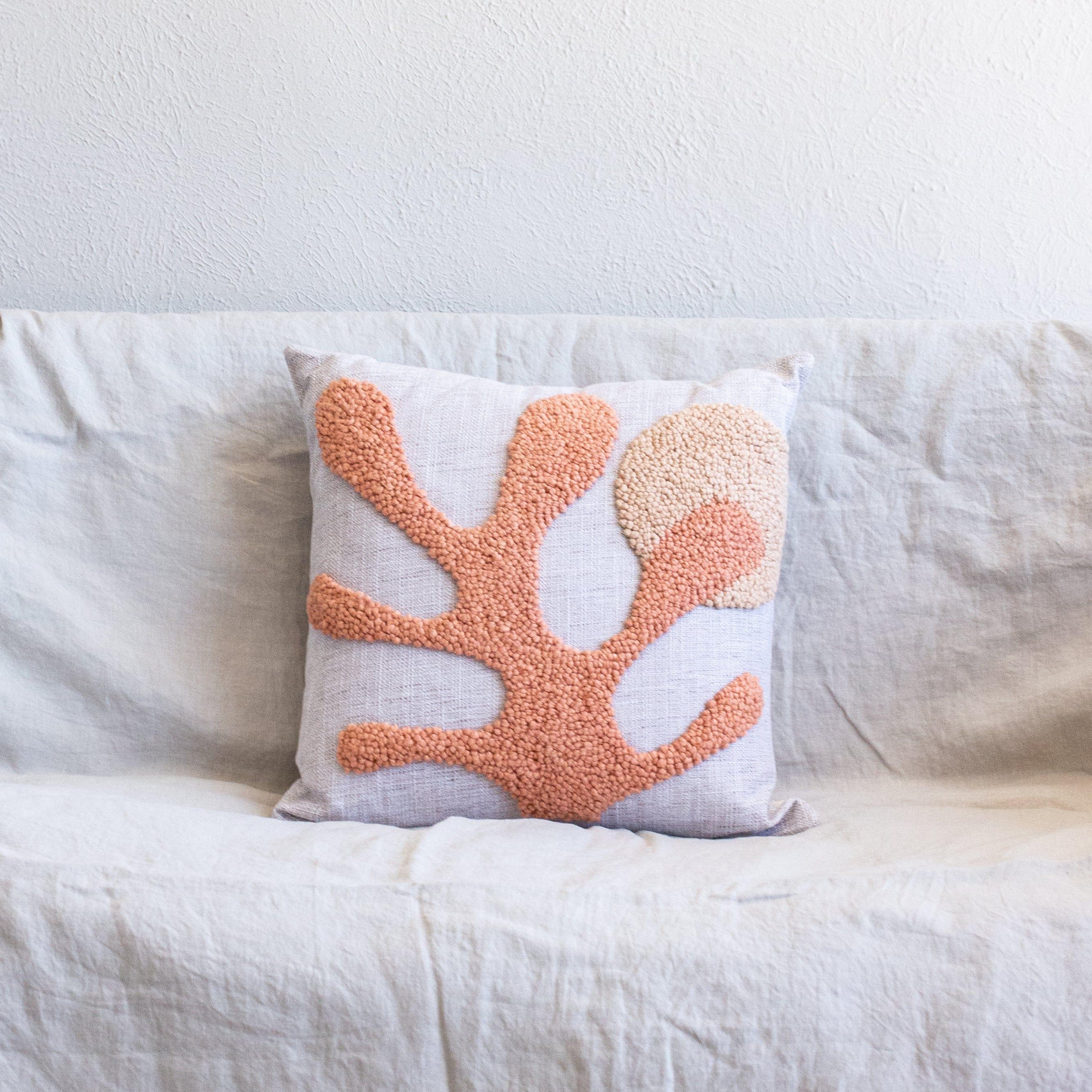 Sea Coral Throw Pillow Kanju Interiors