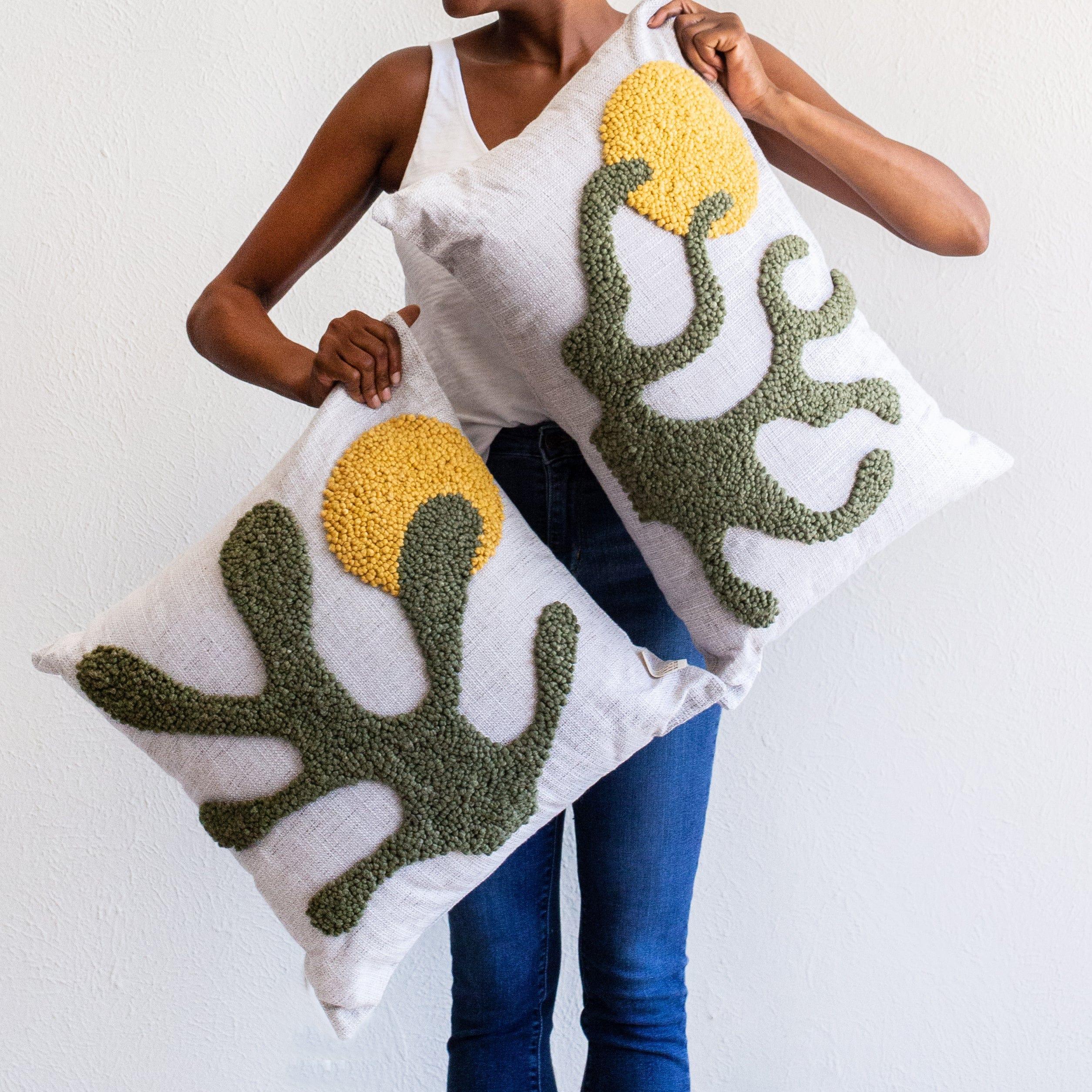 Sea Kelp Throw Pillow Kanju Interiors