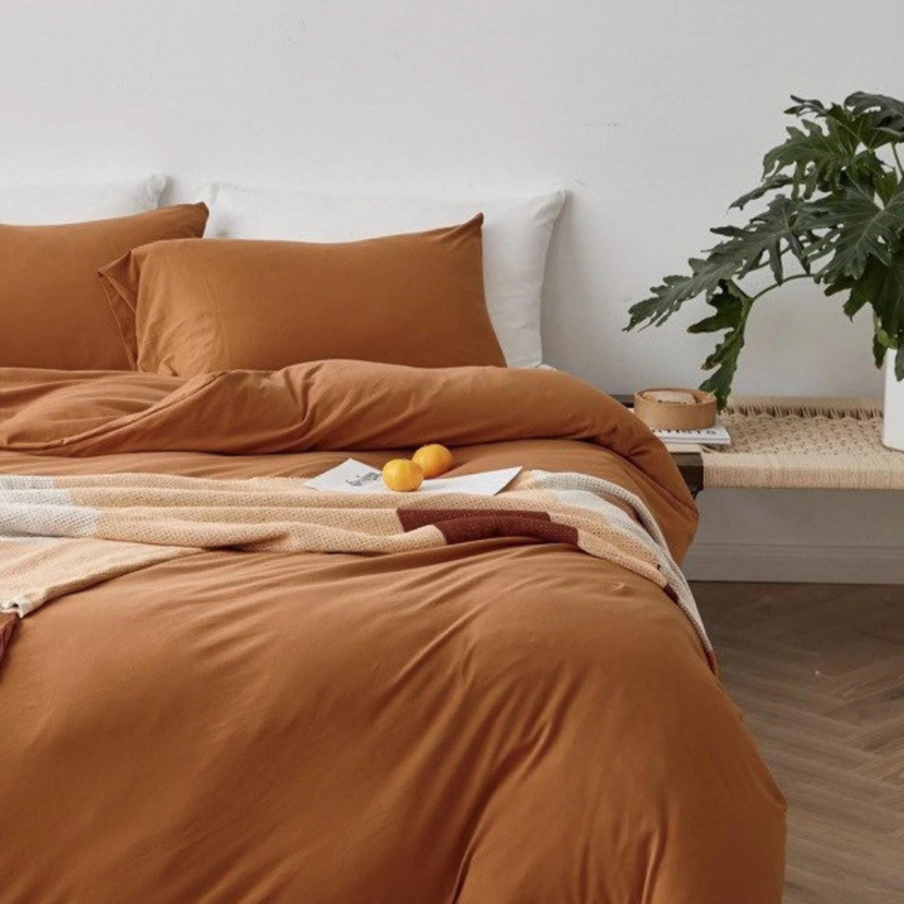 Solid Bedding Set / Pumpkin Orange Ever Lasting