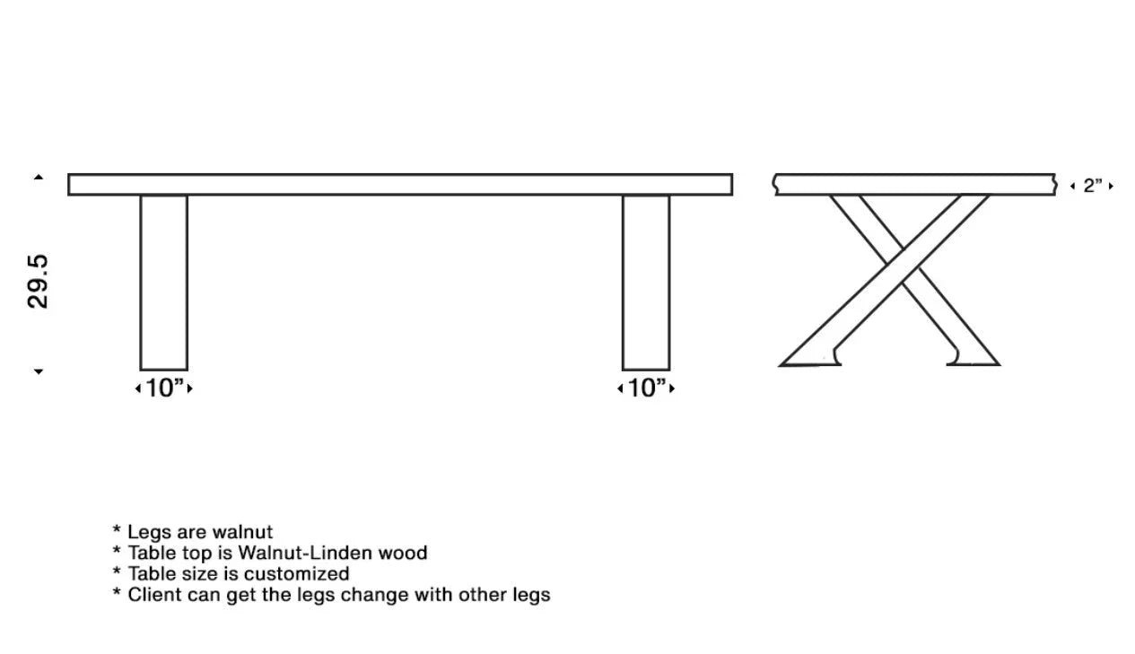 Solid Linden Wood Natural Look Epoxy Resin Side Dining Table Gizz