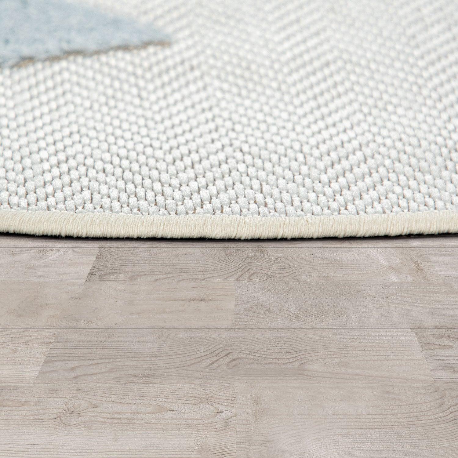 Stars Kids Rug Modern Low-Pile Play Mat Pastel Colored Stars in Cream RugYourHome