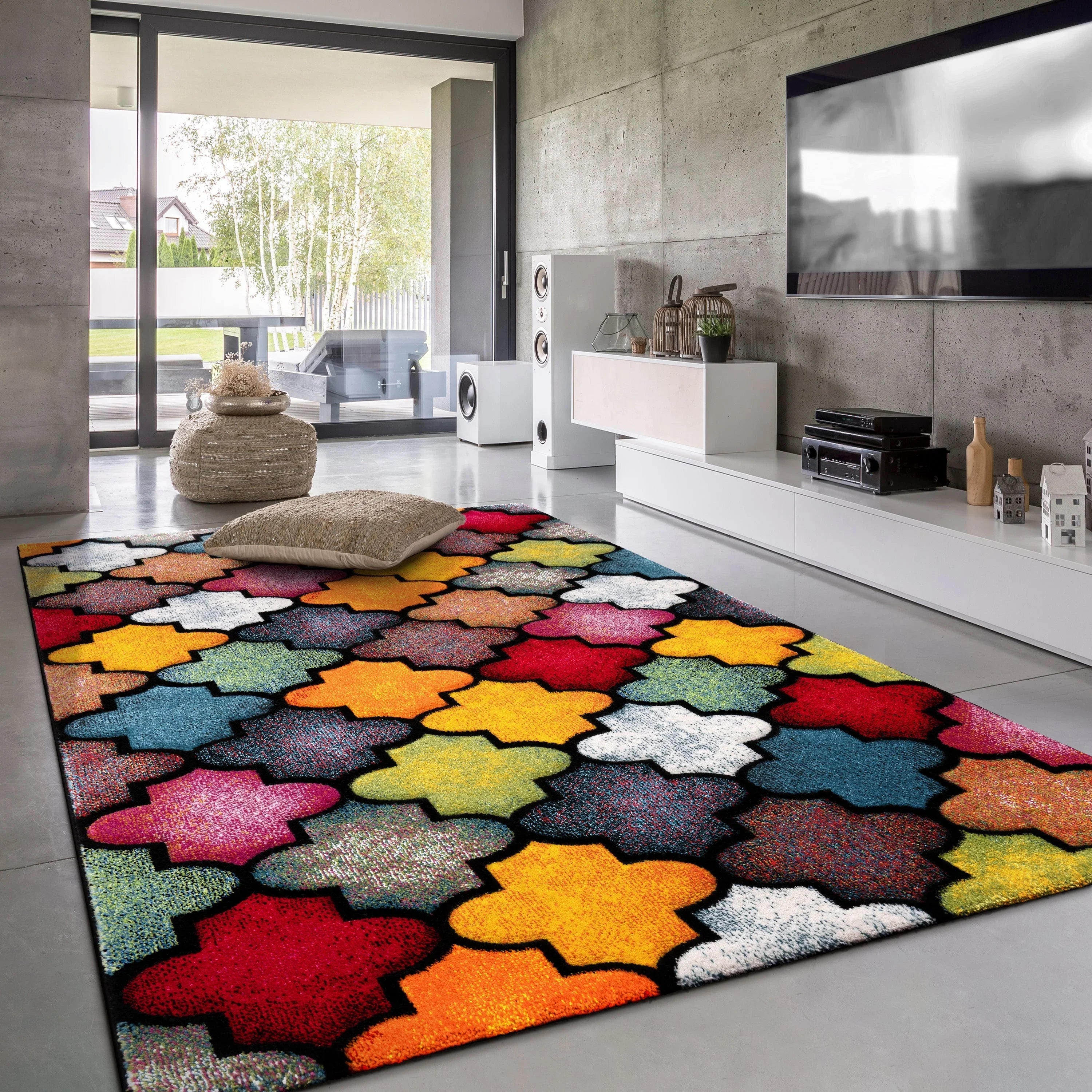 Colorful Area Rug Smaragd Moroccan Pattern - Multicolor RugYourHome