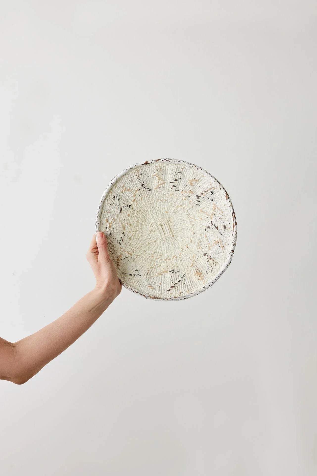 White Washed Handwoven Wall Basket Kanju Interiors