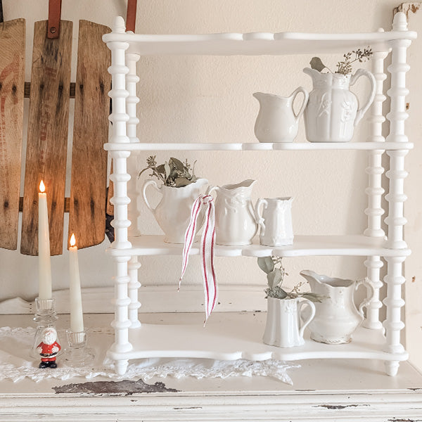 24 Inch White Spindle Wood Shelf Decor Steals