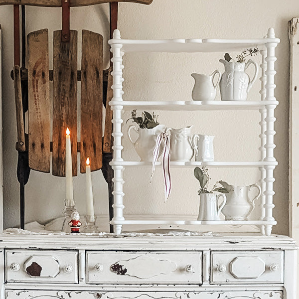 24 Inch White Spindle Wood Shelf Decor Steals