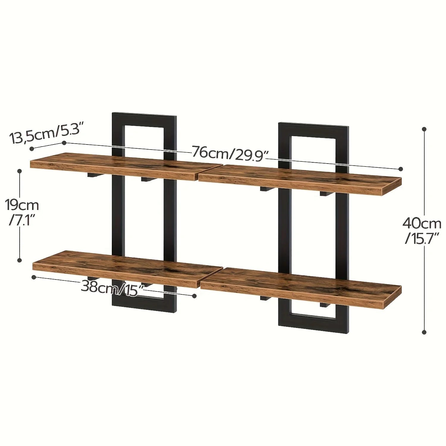 Rustic Style Floating Shelves Set of 2 - Manufactured Wood Wall Hanging Storage - 2-Tier Wall Mounted Shelves for Living Room, Bedroom, Bathroom, Kitchen - Unfinished Decorative Shelf without Electricity House Of Avana