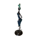 African Bronze Sculpture of Female Dancer in Blue | House Of Avana