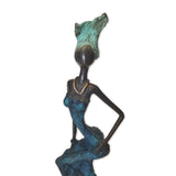 African Bronze Sculpture of Female Dancer in Blue | House Of Avana