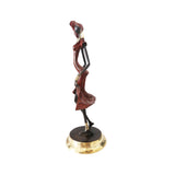  African Bronze Female Figurine Dancing in Red Dress | House Of Avana