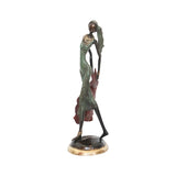 Vintage Handcast Bronze Figurine of an African Dancer in a Green Dress | House of Avana