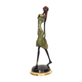 Bronze Sculpture of an African Woman in a Green Dress | House of Avana