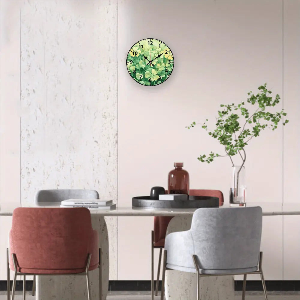 Wall Clock - Quartz Wooden Green 9.84-Inch