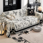 Soft & Cozy Chenille Reversible Sofa Cover - Black and White Couch topspet