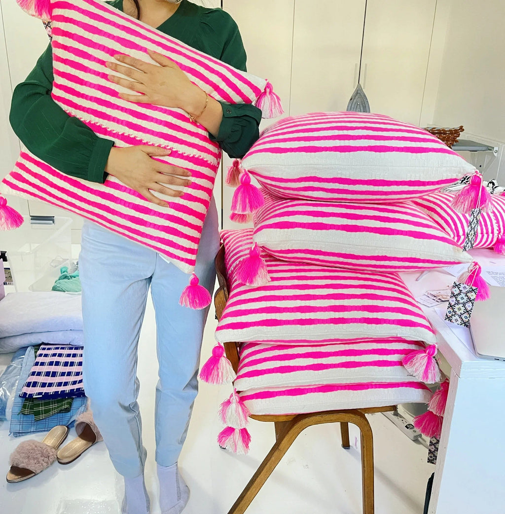 Antigua Pillow - Neon Pink and Yellow Archive New York