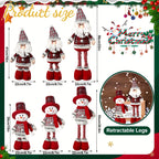 2pcs Christmas Gnome Plush Decorations-Long Leg Christmas Plush Doll, Stretchable Santa Claus And Snowman Figurines, Standing Dwarf Figurines for Shelf, Table, Fireplace, Room, Tieres Tray, Desk, Living Room, Dining Room, Cof House Of Avana