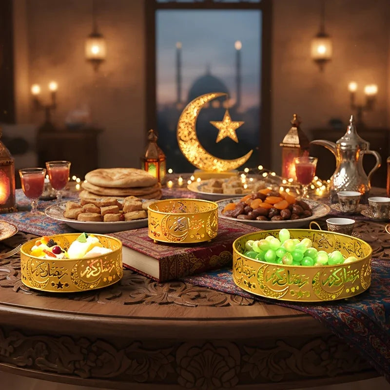 Metal Tray - Golden Islamic-style Dinner Plate