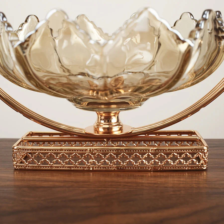 Gold Decor Bowl - Lotus Design Centerpiece