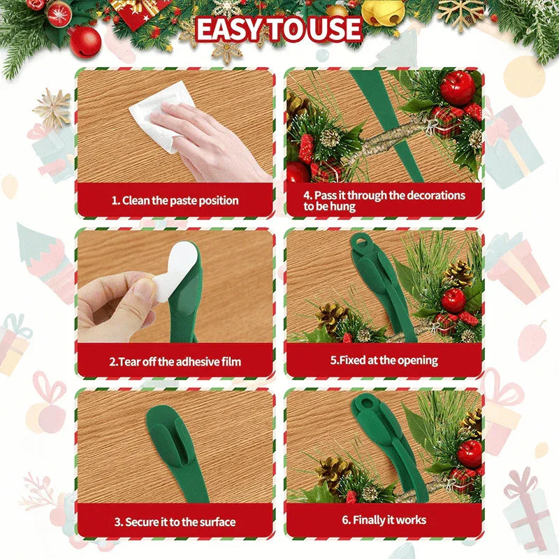 6/12/15pcs Christmas Wreath Hooks Set | Stretchable and Reusable Silicone Adhesive Hangers for Cloaks, Fireplace Stockings, and Wreath Hanging, No-Drill Invisible Installation, Strong Self-Adhesive, Durable Adhesive for Chris House Of Avana
