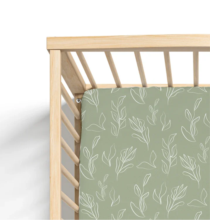 Organic Bamboo Cotton Blend Crib Sheet in Natural Oasis Willow Cradle Comforts Co.
