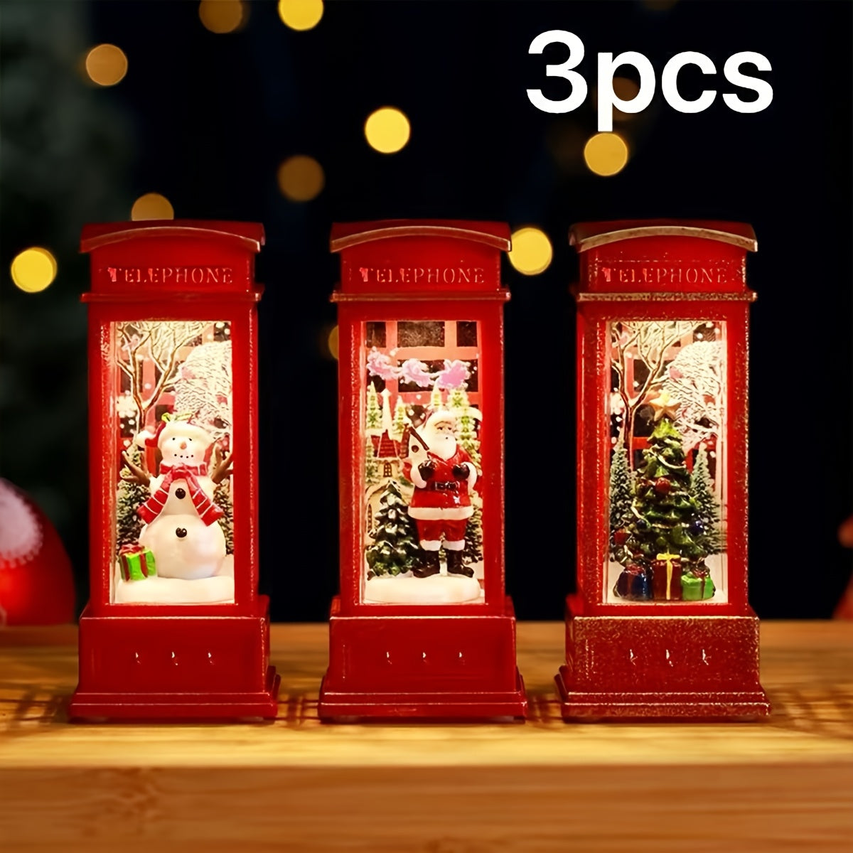 1/3pc Christmas phone box decorations Christmas Eve Santa Claus, snowman Christmas tree wind light decorations decorate Christmas gifts, cabinet fireplace ornaments House Of Avana
