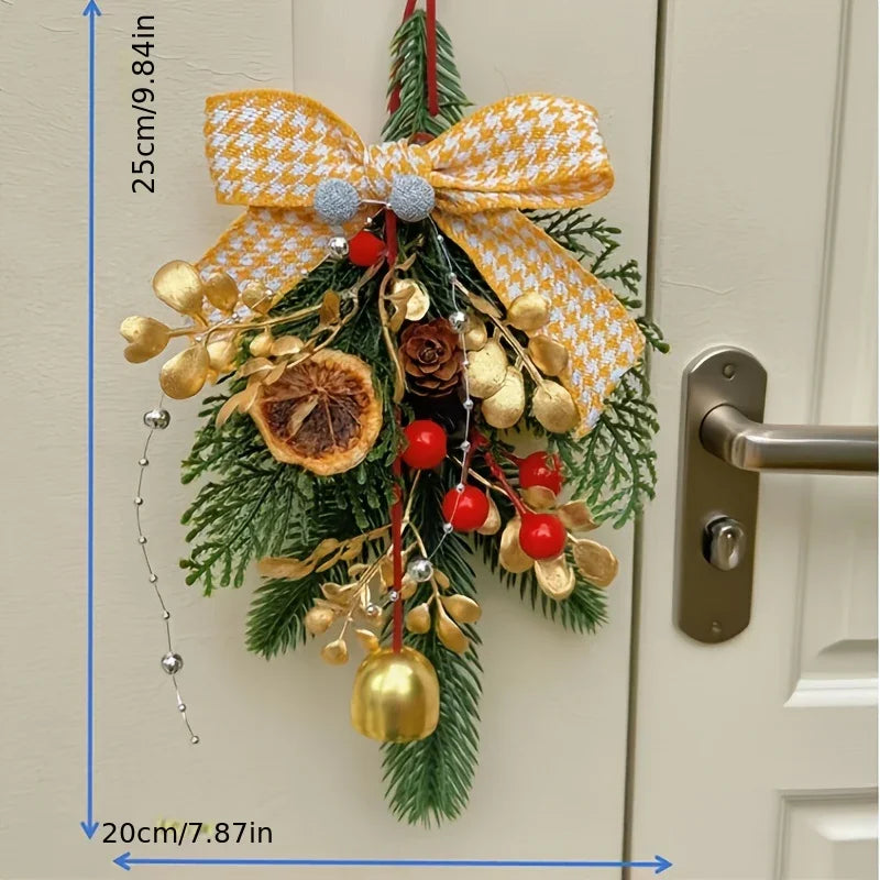 Christmas Bell Ornament, Velvet Bow with Pinecone Accent, Hanging Decoration for Trees and Scenes, Three Colors House Of Avana