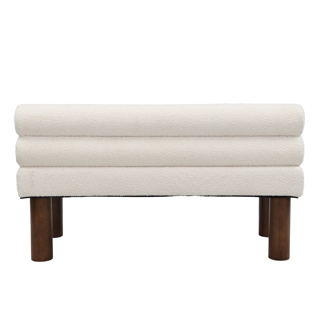 Upholstered Dining Bench, End of Bed, Entryway Bench, Boucle Ottoman for Dining Room, Bedroom, Living Room, Rubber Wood Leg 330 LBS Support, Beige Streamdale Furniture