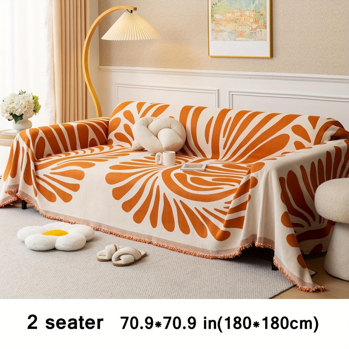 Versatile Chenille Sofa Cover - Pet-Friendly, Orange Dog Couch Cover topspet