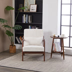 Mid-Century Modern Accent Chair, Arm Chair Living Room Chairs with Pillow Upholstered Reading Chair with Solid Wood Frame & Living Room Bedroom Balcony (beige) Streamdale Furniture
