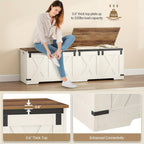 59" Storage Chest, Extra Large Storage Trunk with 2 Safety Hinges, Farmhouse Wooden Box Bench, Lift-Top Organizer Chest, Entryway Trunk for Bedroom, Living Room, White And Brown House Of Avana