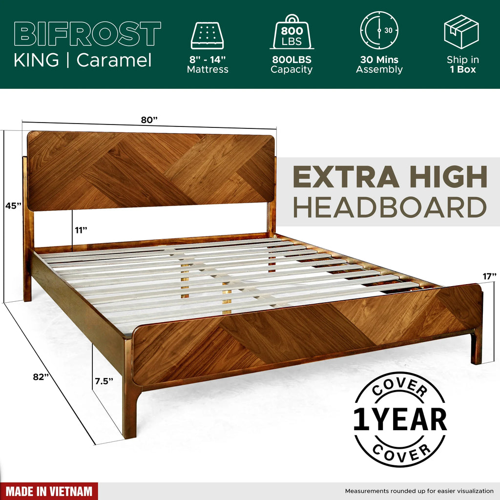 Bifrost Solid Wood Bed Frame With Headboard