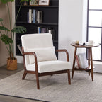 Mid-Century Modern Accent Chair, Arm Chair Living Room Chairs with Pillow Upholstered Reading Chair with Solid Wood Frame & Living Room Bedroom Balcony (beige) Streamdale Furniture
