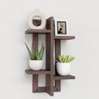 Floating Wood Shelves for Room Decor, Small Plant Display Holder Shelf, Hanging Shelves for Multiple Plants, Farmhouse Wall Mounted Shelf for Living Room, Bathroom, Bedroom - Rustic Brown House Of Avana