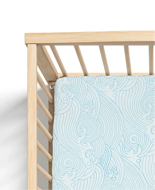 Organic Crashing Sea Waves Bamboo Cotton Blend Crib Sheet Cradle Comforts Co.
