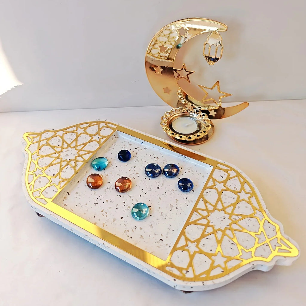 Golden Acrylic Tray - Ramadan Lantern Storage
