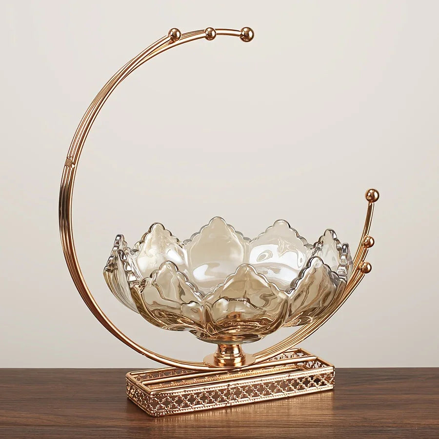 Gold Decor Bowl - Lotus Design Centerpiece