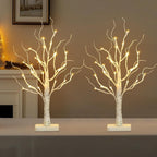 Birch Tree with Led Lights, White Christmas Tree Decorations Indoor with Timer, Lighted Mini Small Artificial Lamp Prelit Twig Tree Battery Operated for Table Centerpiece Home Decor 4Pack House Of Avana