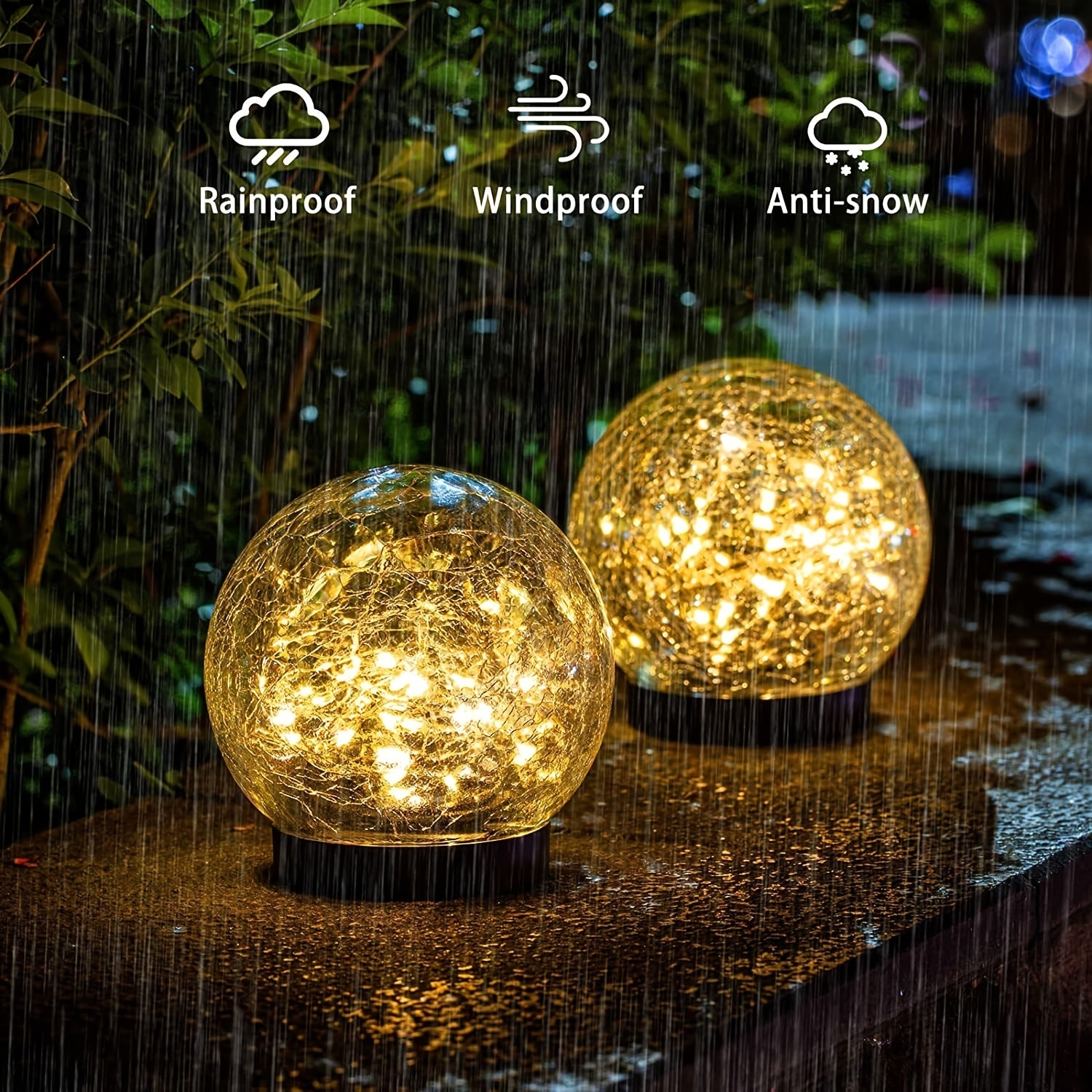 1/2/4 Sets Of Garden Solar Lights, Cracked Glass Bulb LED Outdoor Decorative Lights, Solar Floor Lights, Garden Landscape Lawn Lights, IP44 Waterproof And Durable, Suitable For Courtyards, Lawns And Gardens And Universal Holi House Of Avana