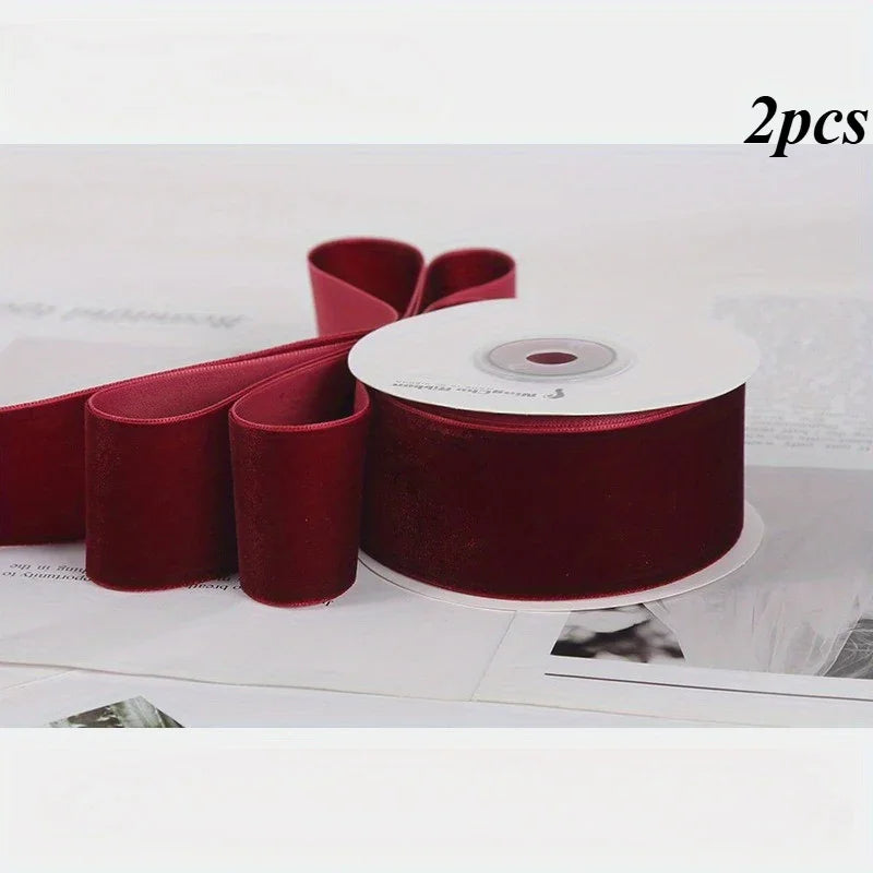 2 Rolls of Velvet Ribbon, Each Roll Size: 4.48 meter *Length 4.48 meter, Suitable for Halloween, Christmas, Birthday Parties, Weddings, Gift Flower Wrapping Bows Handmade Christmas Decoration Costume Sewing Accessories. House Of Avana