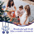 12 Christmas Ceramic Balls 2.4 Inch Blue and White Porcelain Chinese Style Decorations Wholesale Ceramic Hanging Decorative Ceramic Decorations Home Tree Decorative Christmas Party (Elegant Style), Seasonal Ornaments, Festive House Of Avana