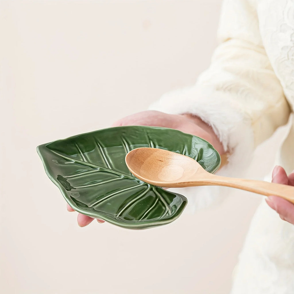 Spoon Rest - Non-Slip Ceramic Leaf