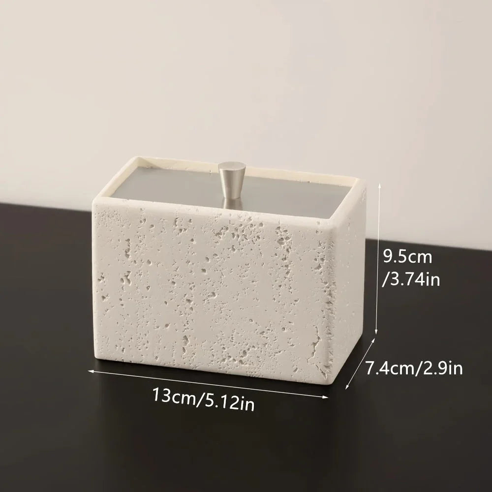 Resin Bathroom Containers with Lids Bathroom Organizer Storage Swabs Can Dental floss Can q-tip Storage Toothpick Holder Bathroom Canister Vanity Storage Jars Organizer for Swabs,Bath Salts Makeup Sponges Bath salt tank, Cani House Of Avana