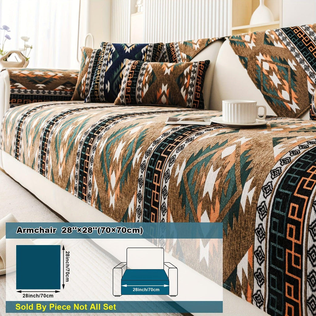 Boho Couch Cover - Chic Snow Chenille Sofa Slipcover topspet