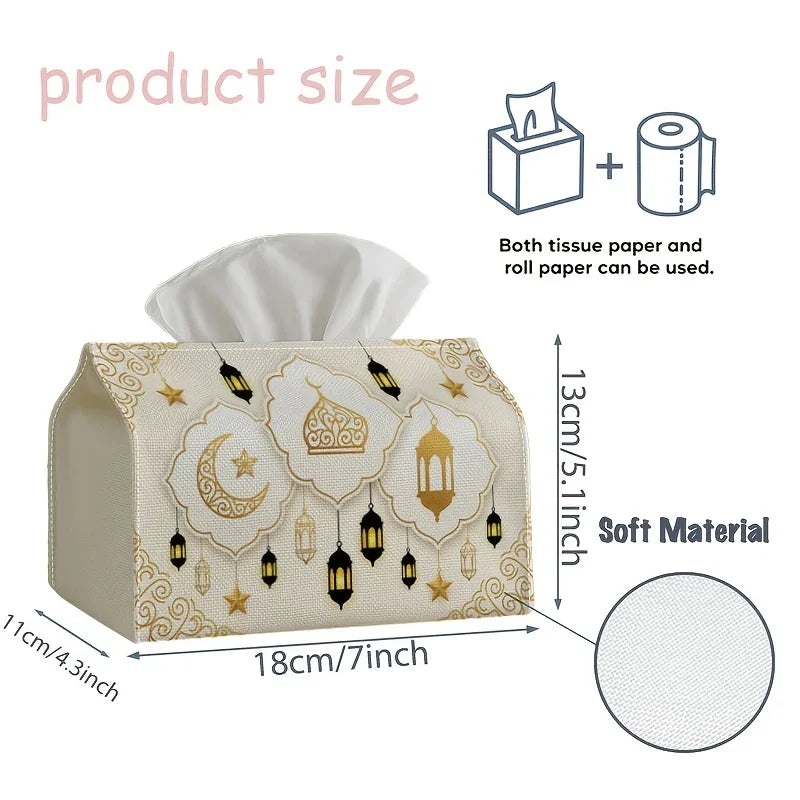 Tissue Holder - Islamic Golden White Lantern