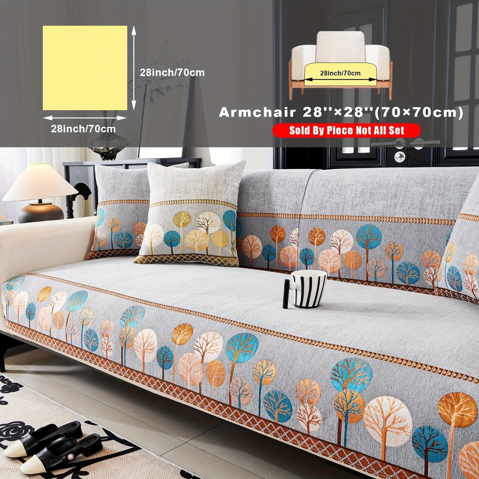 Pet Proof Couch Cover - Boho Chenille Sofa Cover with Tree Embroidery topspet