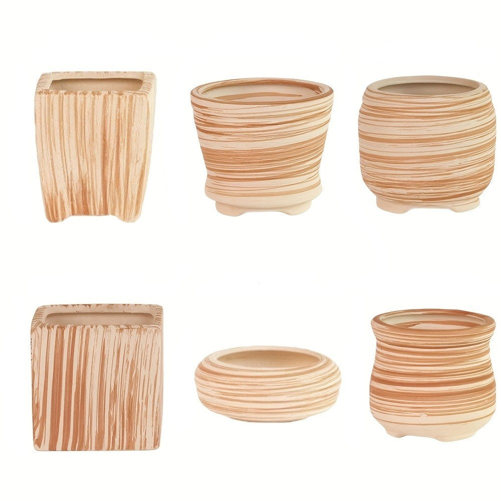 SUN-E 6pcs/Set Mini Plant Pots Pattern Succulent Plant Pot Cactus Pot Flower Pot Decorative Ceramic Planter for Home House Office Outdoor Garden Container Planter Perfect Gift Idea for Women with Drain Hole 2.5Inch/6.5cm (Pla House Of Avana